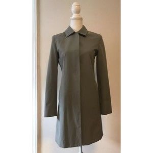 THEORY Women Lightweight Trench Coat~Tech Like Water-Resistant Fabric~Grey~Small